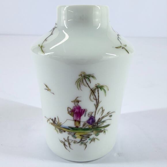 Raynaud & Co Limoges Porcelain Bud Vase Hand Painted Asian Scene Miniature Decor - Picture 10 of 12
